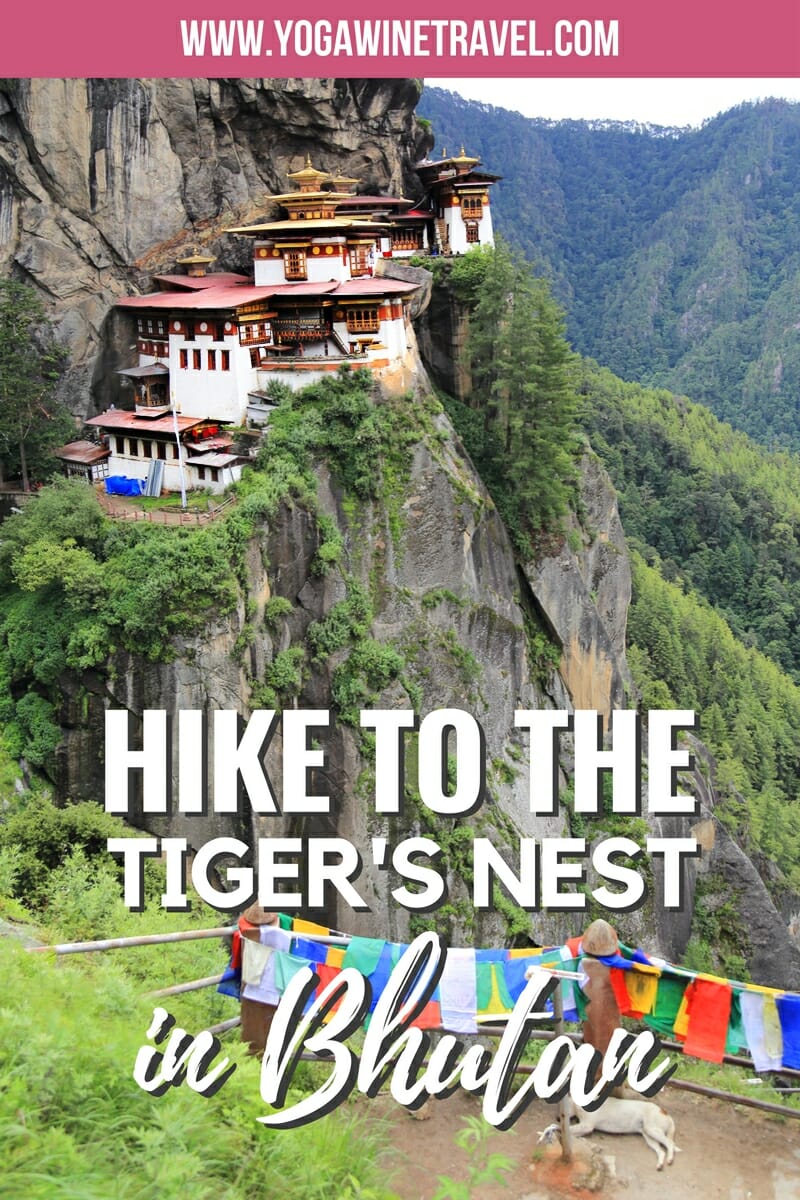 Tiger's Nest in Bhutan with text overlay