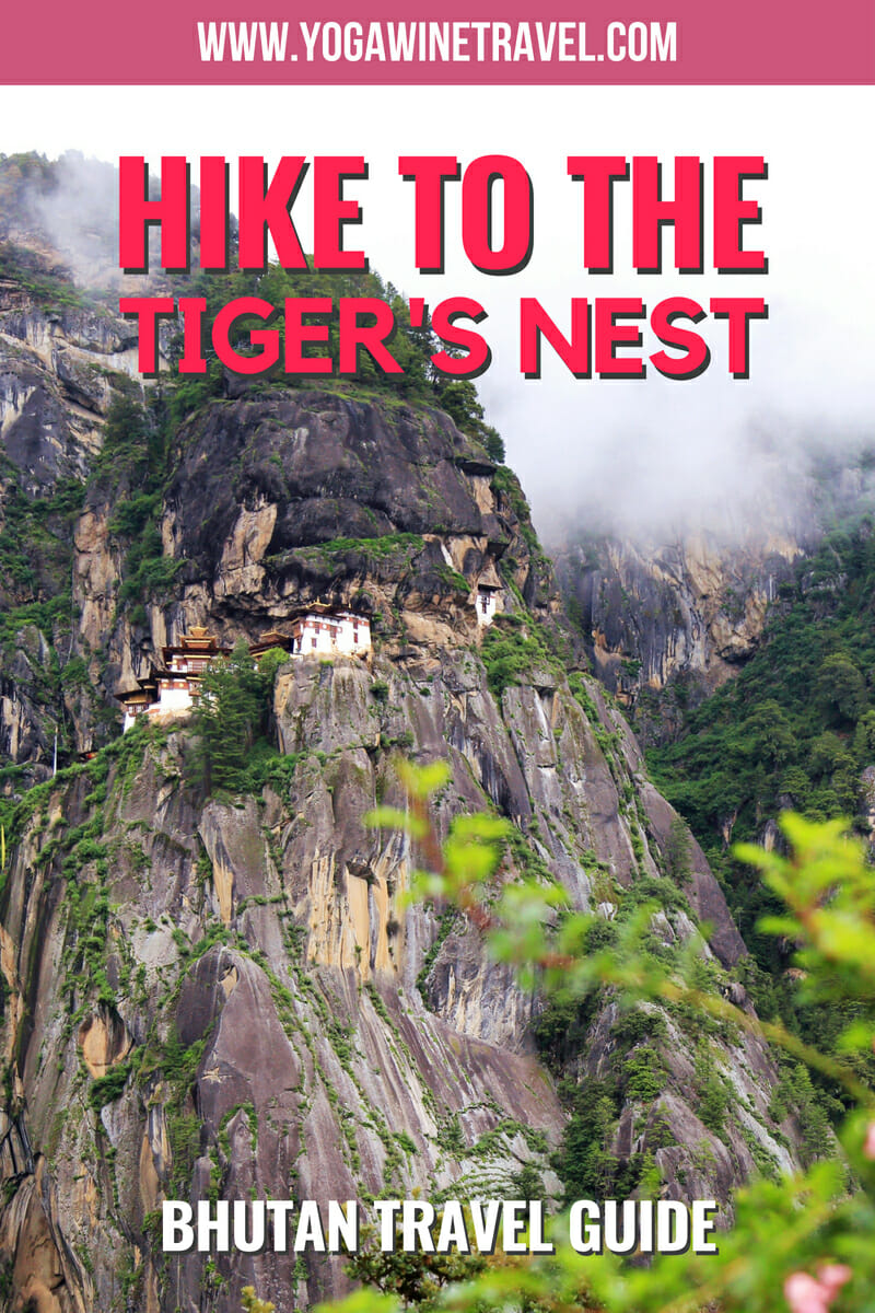 Tiger's Nest in Bhutan with text overlay