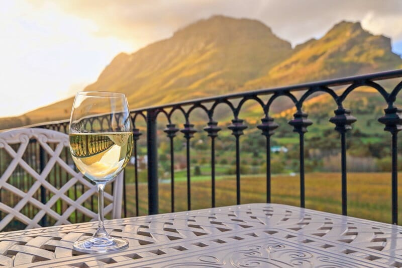 Glass of wine in Stellenbosch in South Africa