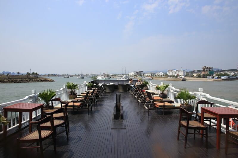 Open deck aboard the Halong Bay luxury cruise Vietnam