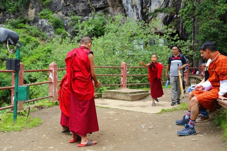 Monks at the Tiger's Nest Monastery in Bhutan