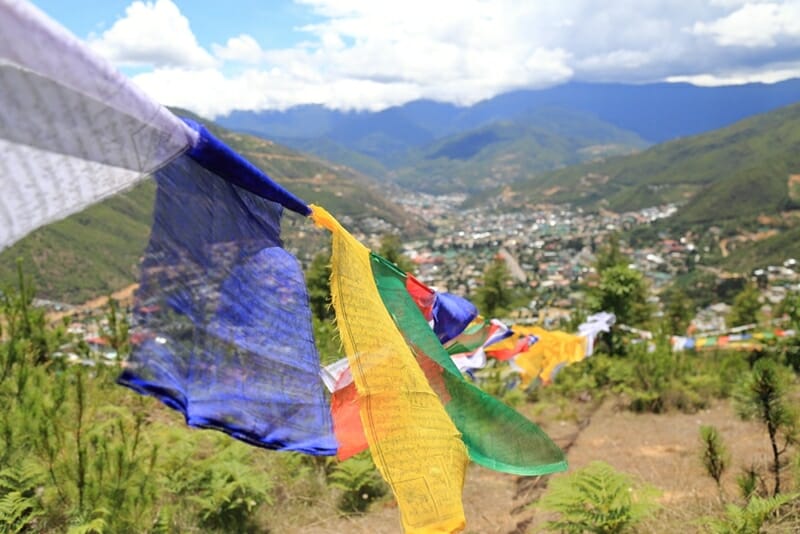 Prayer flags in Thimpu Bhutan