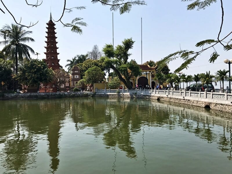 Tran Quoc Pagoda at West Lake in Vietnam