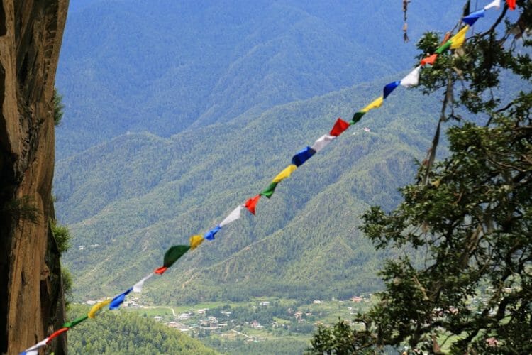 Prayer flags across Paro town in Bhutan