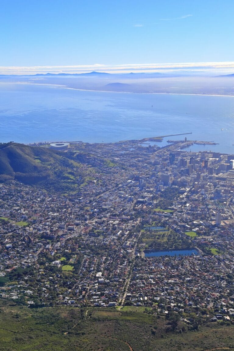 View of Cape Town from Table Mountain in South Africa