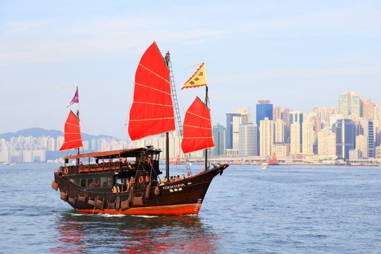 Aqua Luna traditional junk boat in Hong Kong