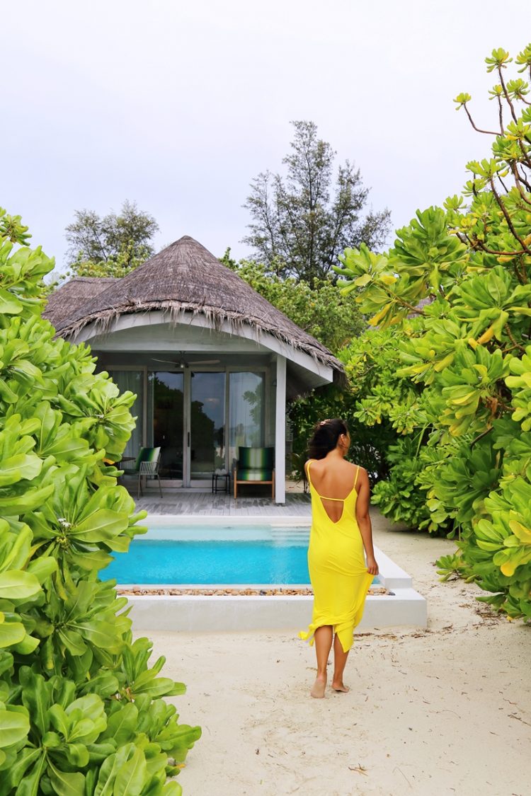 Sunset beach pool villa at Kanuhura Maldives