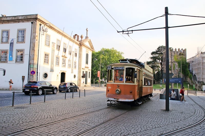 Trams in Porto Portugal