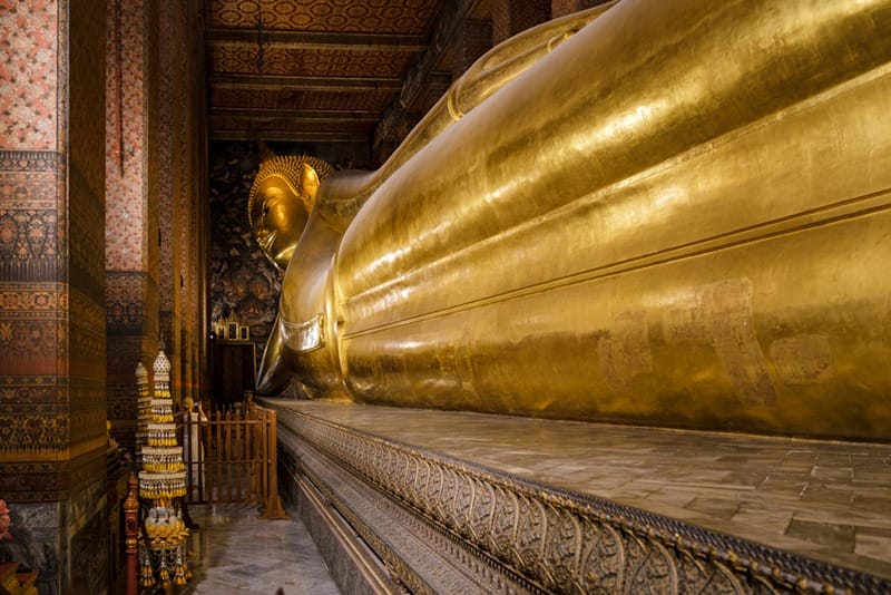 Wat Pho temple in Bangkok Thailand, The reclining temple in Bangkok. Beautiful Buddhist temple on a bright sunny day