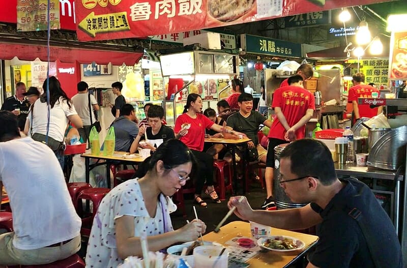 Eating at Raohe Night Market in Taipei Taiwan