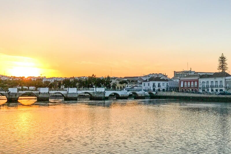 Tavira at sunset in Algarve Portugal