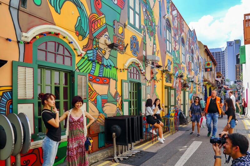 Tourists at Haji Lane in Singapore