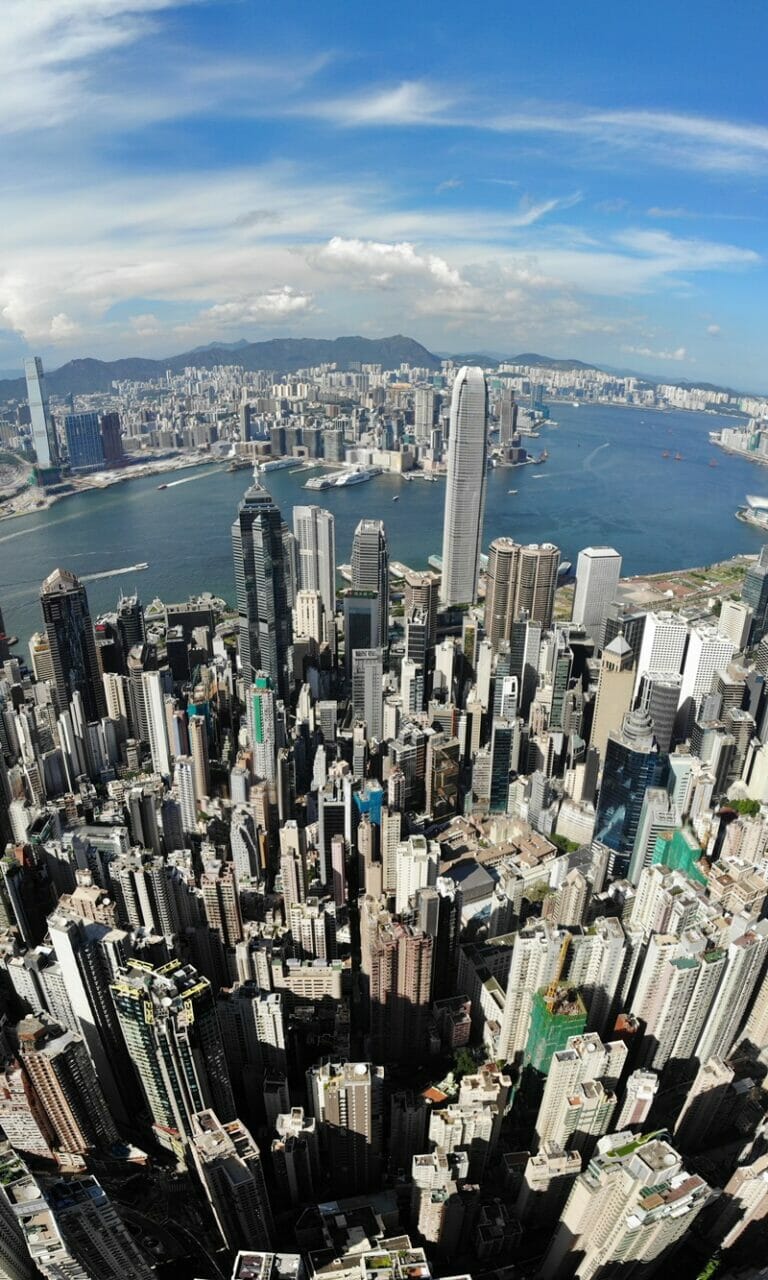 Hong Kong skyline drone photo