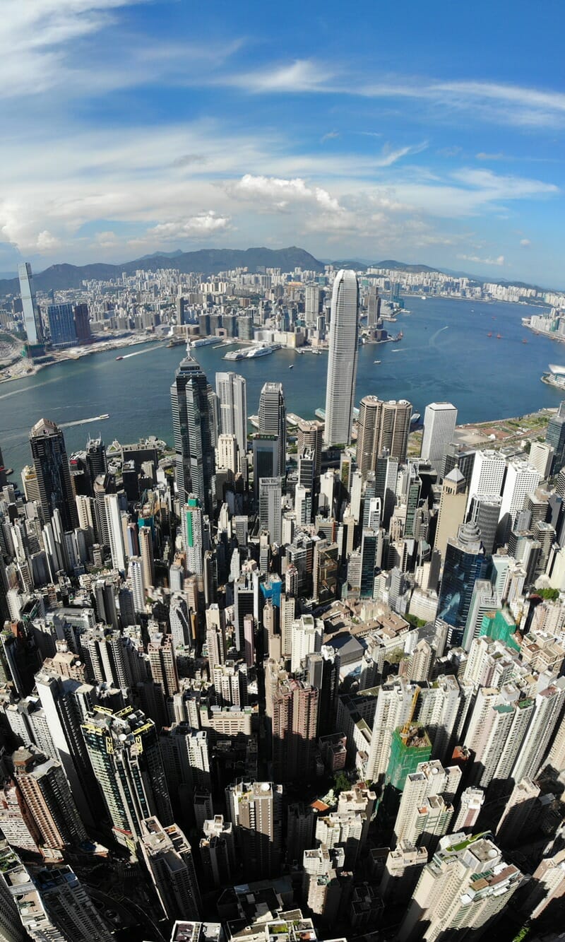 Hong Kong skyline drone photo