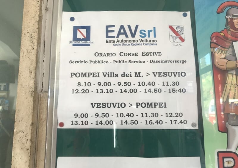 Pompeii to Vesuvius bus