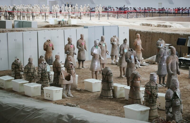 Terracotta Warriors in Xian China Archaeologist Work Station