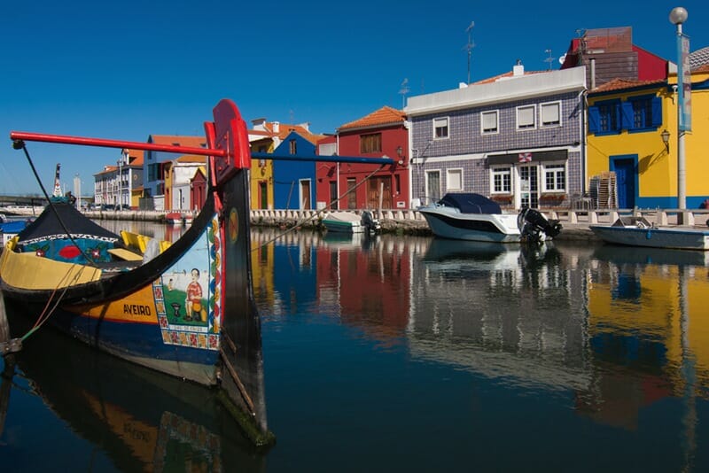 Aveiro canal and gondola in Portugal
