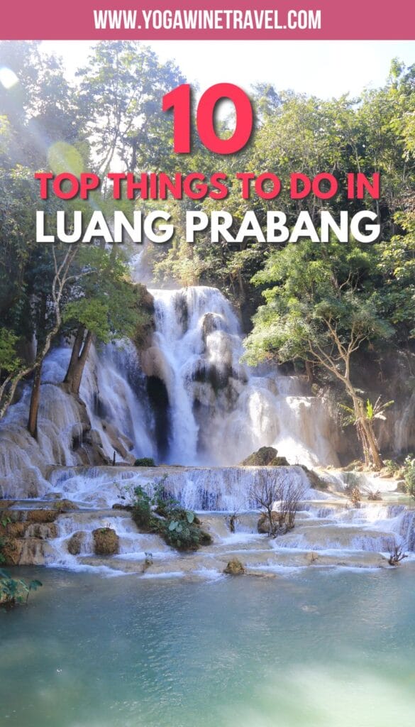 Kuang Si Falls in Luang Prabang Laos with text overlay