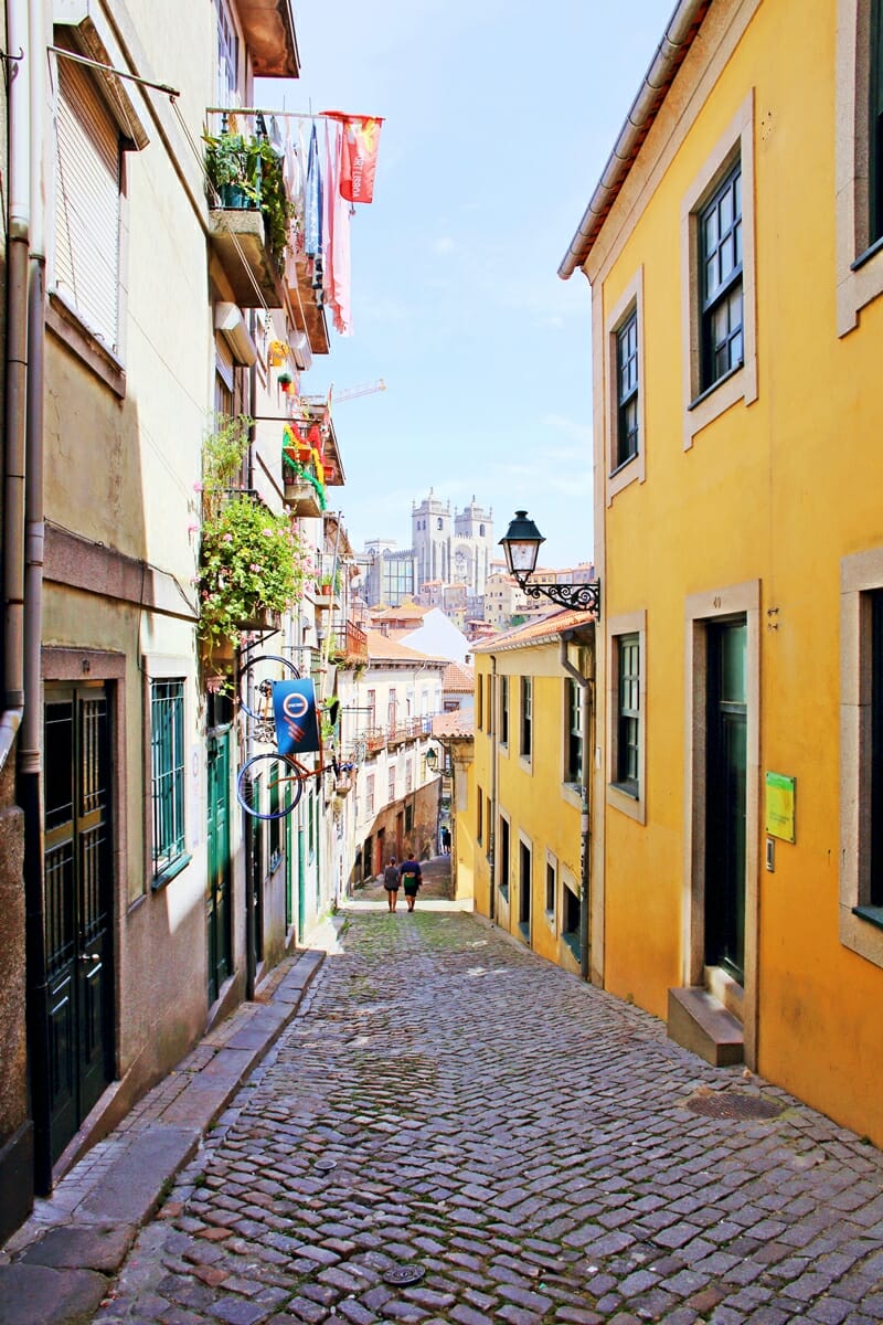 Cobblestone streets in Porto Portugal