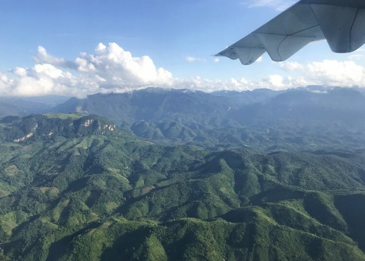 Flying over Laos with Laos Airlines