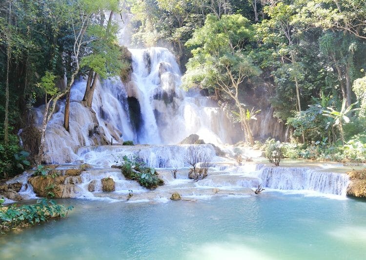 Kuang Si Waterfall in Luang Prabang Laos middle pool
