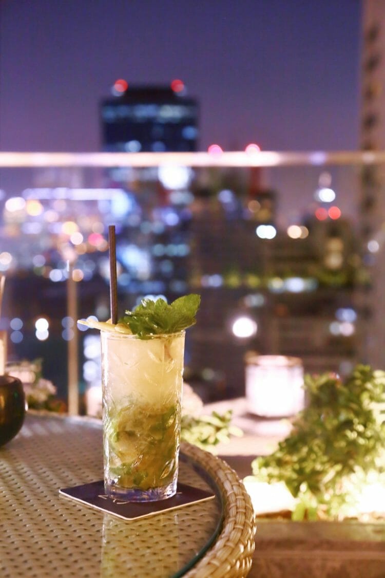 Cocktail at a rooftop bar in Bangkok Thailand
