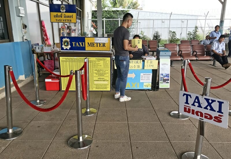 Taxi stand at Chiang Rai International Airport in Thailand