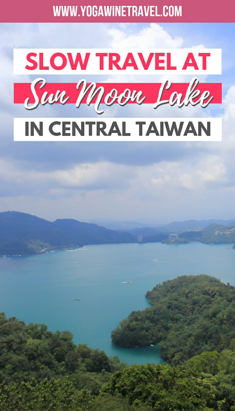 Sun Moon Lake in Taiwan with text overlay
