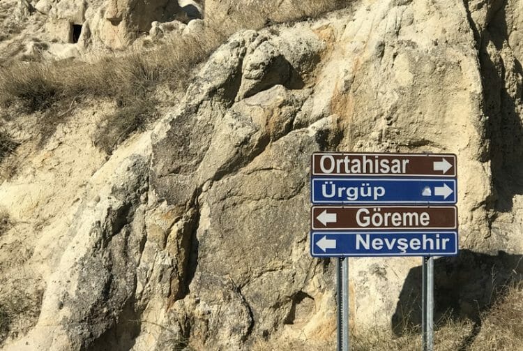 Cappadocia street signs in Turkey