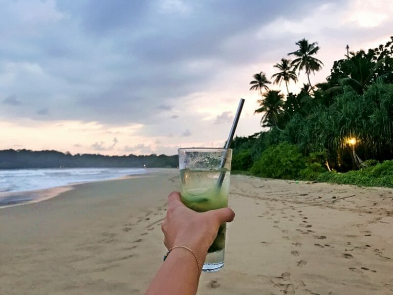 Cocktails at Zephyr on Talalla Beach in Sri Lanka