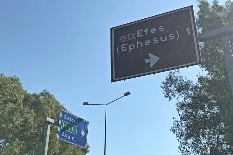 Ephesus street sign in Turkiye