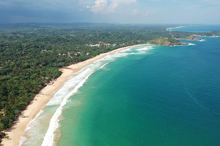 South Sri Lanka coastline drone shot