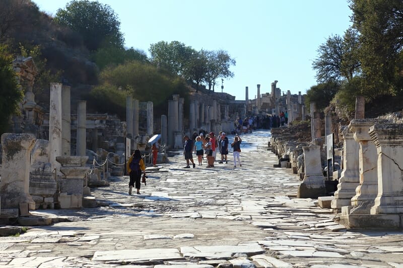 Tourists entering from upper gate in Ephesus Turkey