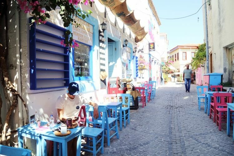 Coffee shop in Alacati in Turkey