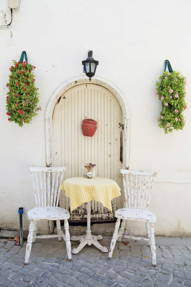Tables and chairs in Alacati Turkey