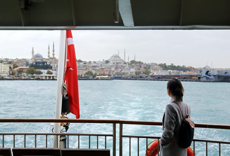 Taking the ferry to the Asian side in Istanbul Turkey