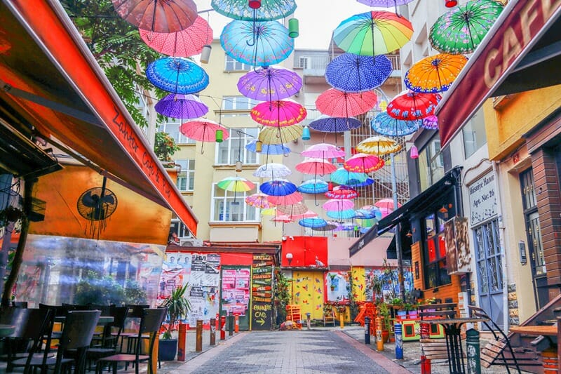 Umbrella street in Istanbul Turkiye