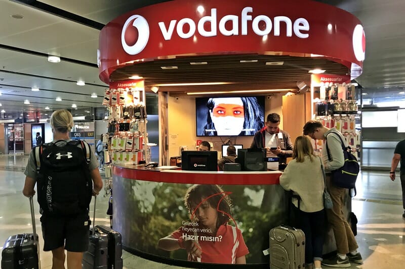 Vodafone counter at Istanbul airport in Turkiye