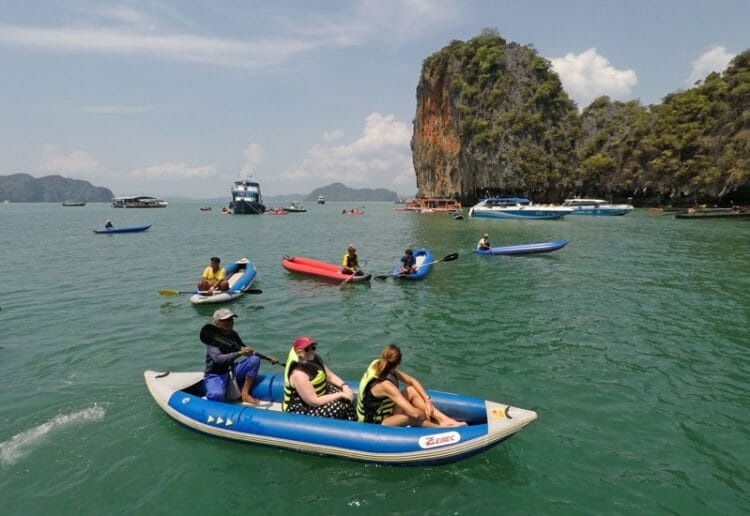 Kayaking around Hong Island in Phang Nga Bay in Thailand