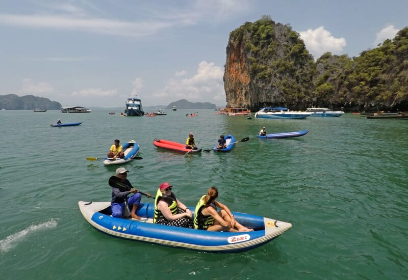 Kayaking around Hong Island in Phang Nga Bay in Thailand