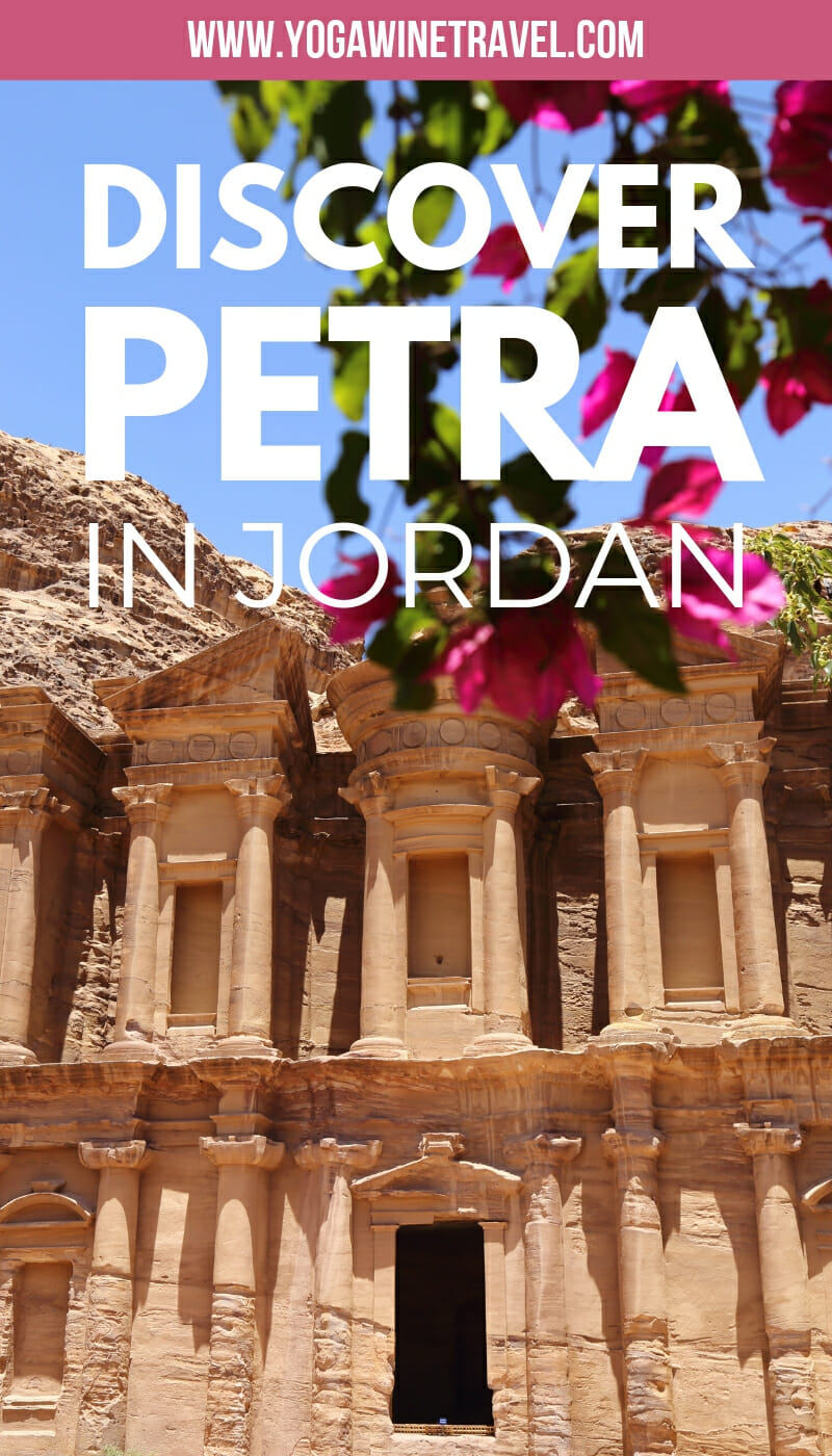 The Monastery Ad Deir in Petra Jordan with text overlay