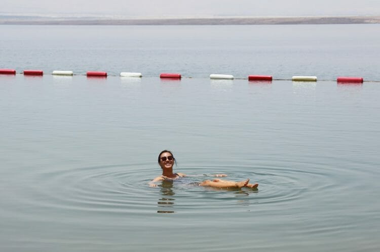 Floating in the Dead Sea in Jordan