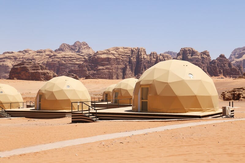 Glamping tents in Wadi Rum Jordan