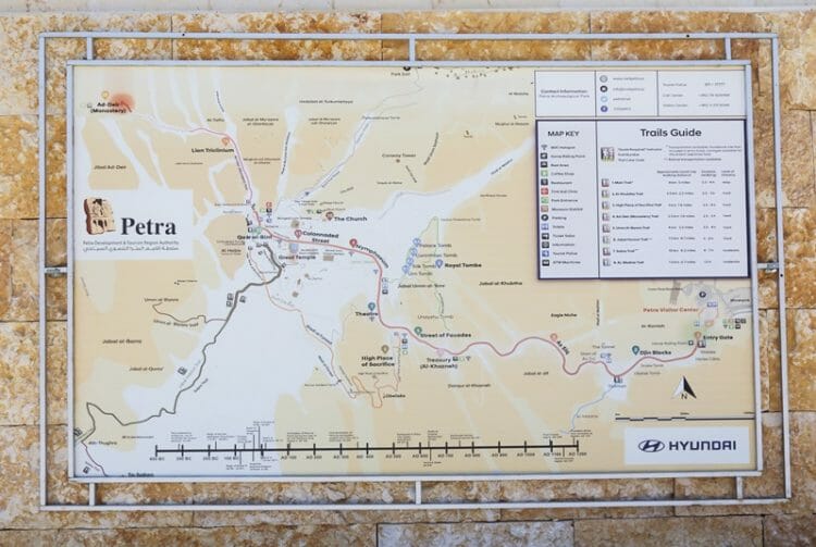 Map of Petra in Jordan