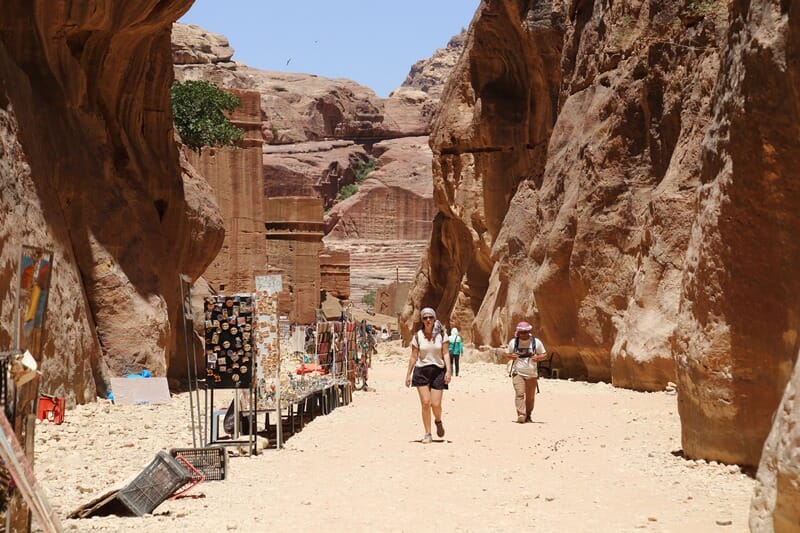 Tourists visiting Petra in Jordan