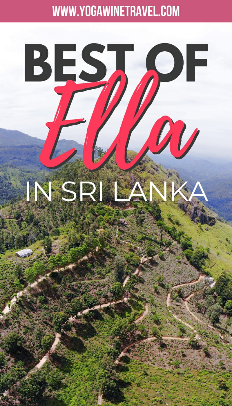 Drone photo of Little Adams Peak in Sri Lanka with text overlay