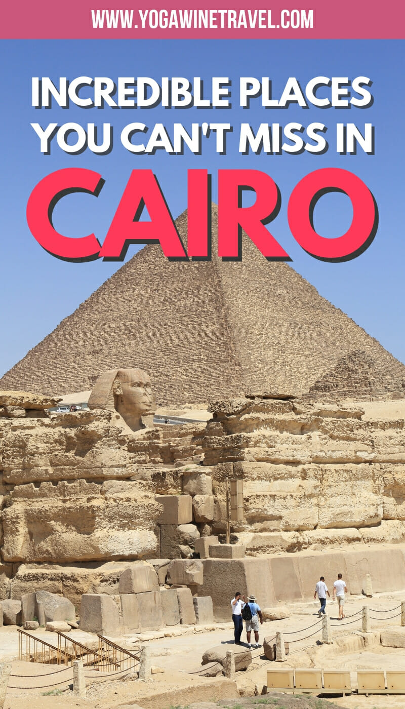 Sphinx of Giza Egypt with pyramid in the background and text overlay