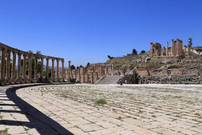 Jerash Oval Plaza and Temple of Zeus in Jordan