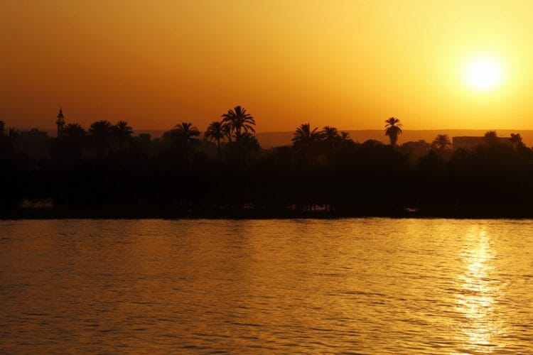 Sunset along the Nile in Egypt