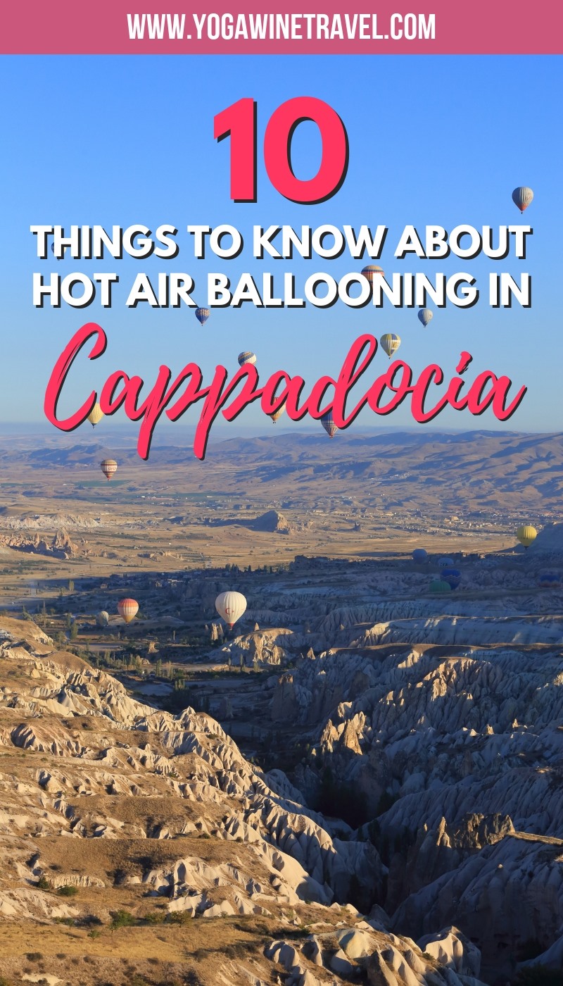 Hot air balloons in Cappadocia Turkey with text overlay